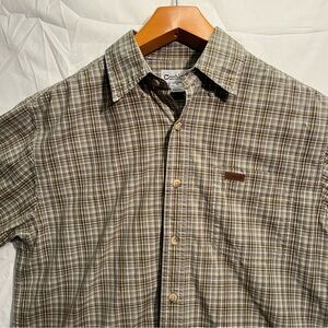 Carhartt Plaid Shirt Mens M Relaxed Fit Short Sleeve Work Button Up Green yellow